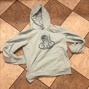 Patagonia Light Gray Hoodie with Bicycle Graphic